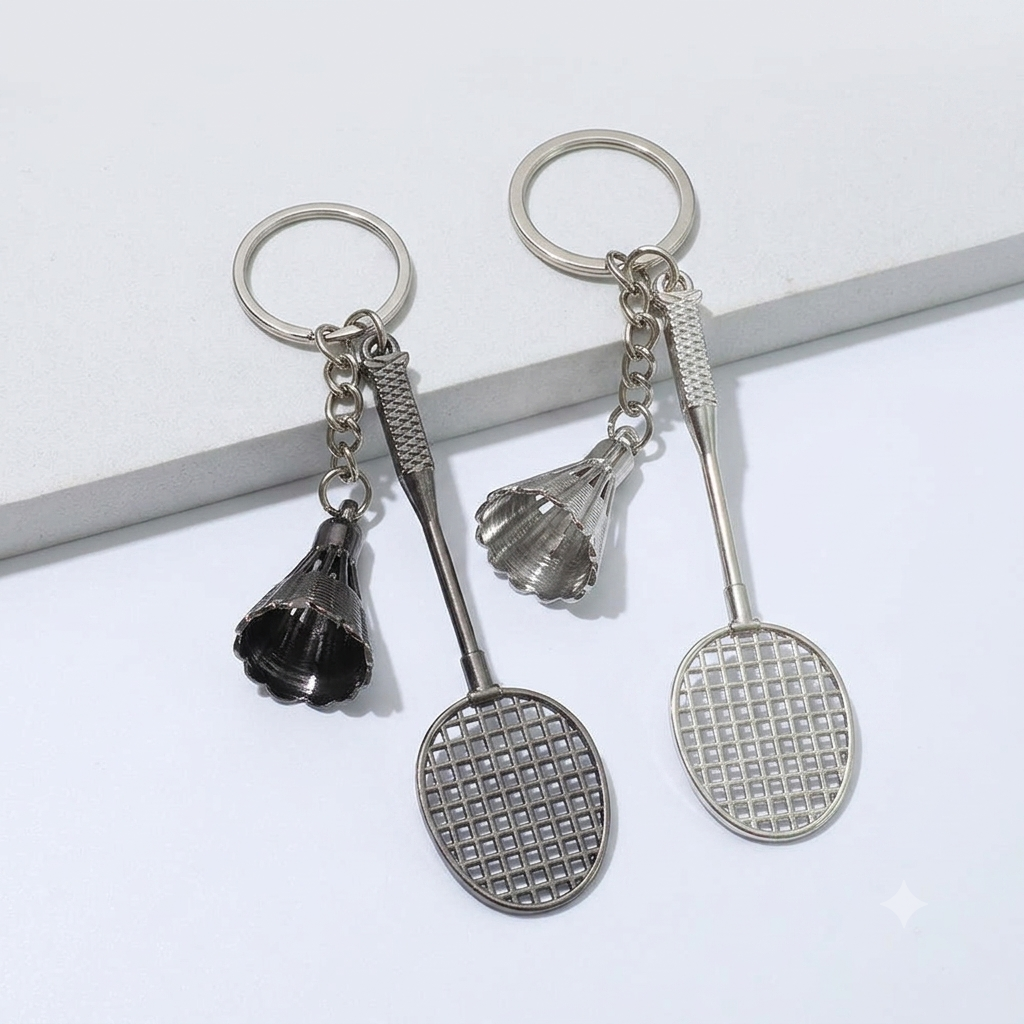 Premium Mini Badminton Keychain Charm