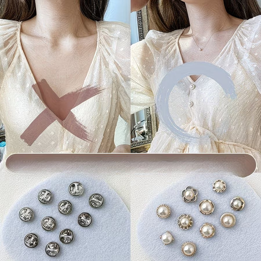 Button Brooch Safety Pins for Women's Clothing