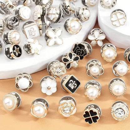 Button Brooch Safety Pins for Women's Clothing