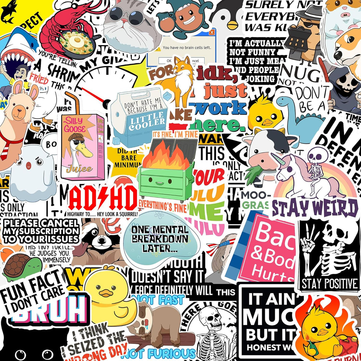 🔥 Set of Funny Saying Stickers
