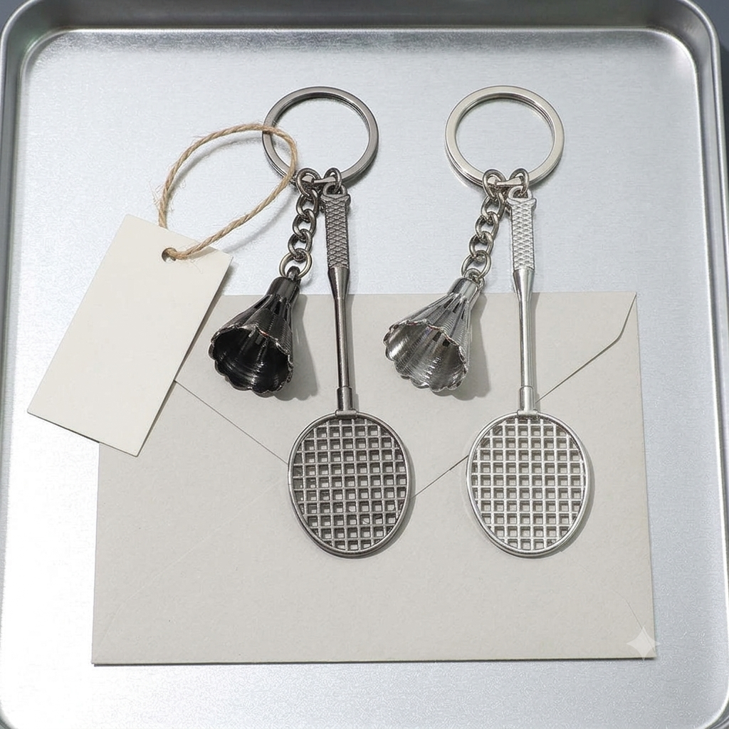 Premium Mini Badminton Keychain Charm