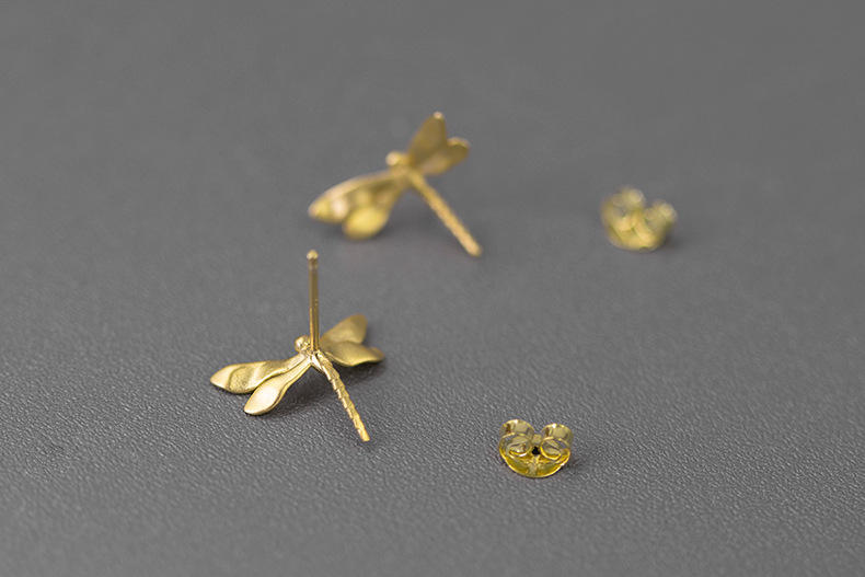 Shimmering Gold Dragonfly Studs – Nature Chic Design✨