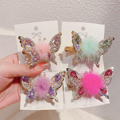 🦋✨ Fluffy Butterfly Hair Clips – Sparkly &amp; Adorable! ✨🦋