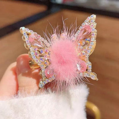 🦋✨ Fluffy Butterfly Hair Clips – Sparkly &amp; Adorable! ✨🦋