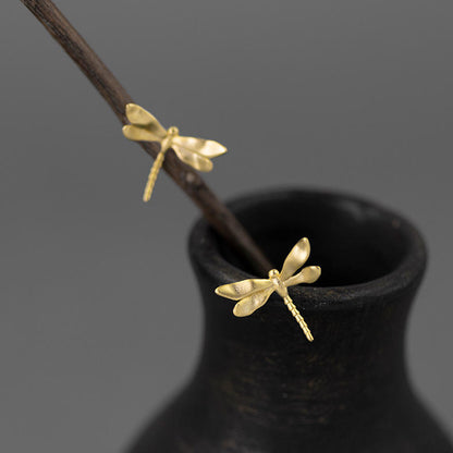 Shimmering Gold Dragonfly Studs – Nature Chic Design✨