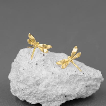 Shimmering Gold Dragonfly Studs – Nature Chic Design✨