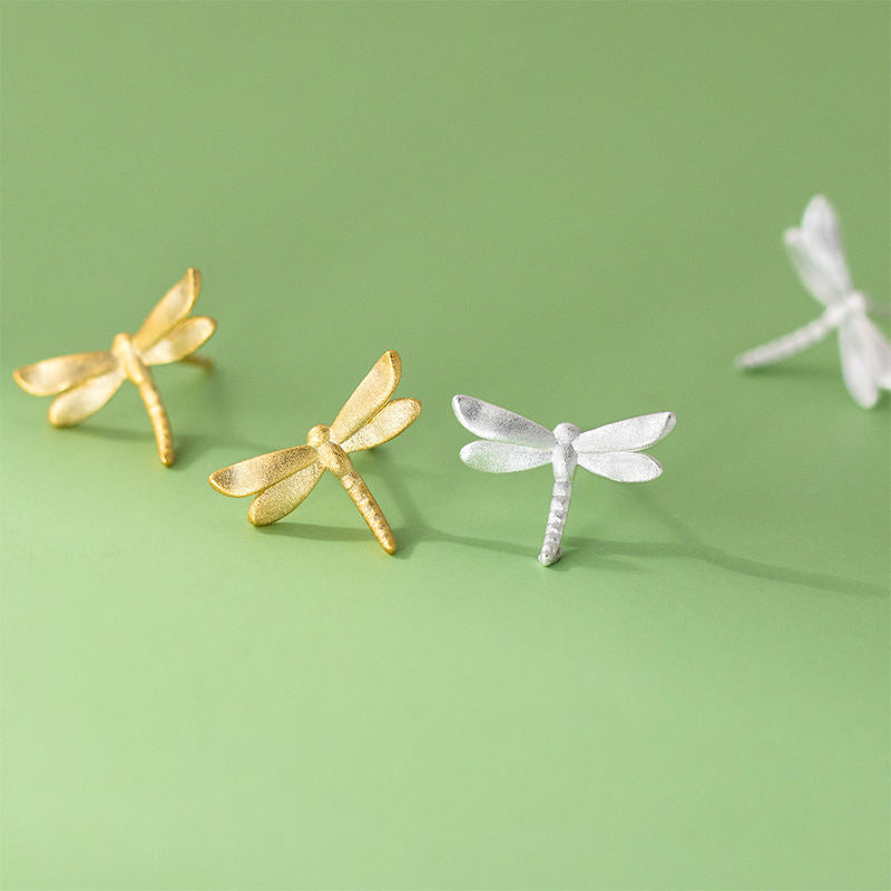Shimmering Gold Dragonfly Studs – Nature Chic Design✨