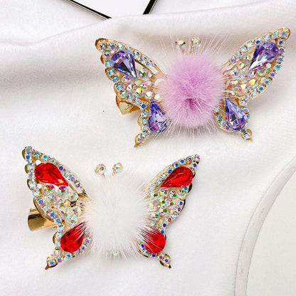 🦋✨ Fluffy Butterfly Hair Clips – Sparkly &amp; Adorable! ✨🦋