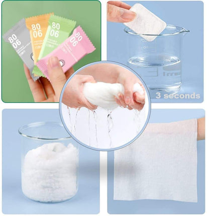 🧻 Disposable Compressed Towels – Portable Travel Cleaning Wipes