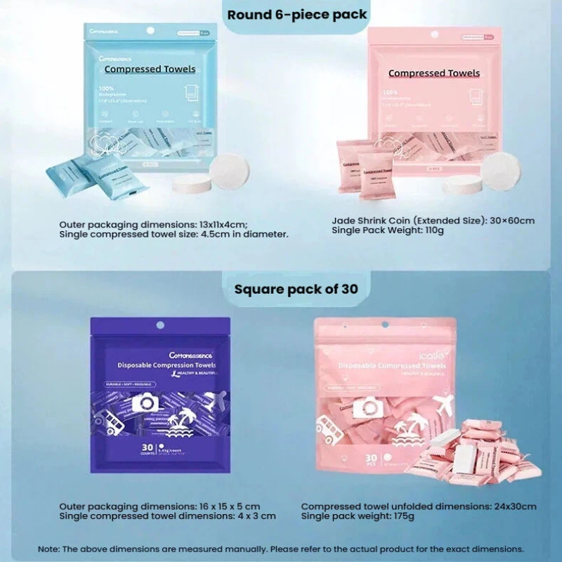 🧻 Disposable Compressed Towels – Portable Travel Cleaning Wipes