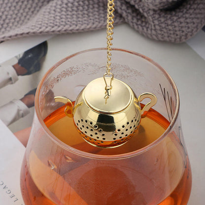 Stainless Steel Tea Strainer, Tea Leaf Filter Infuser Gold teapot