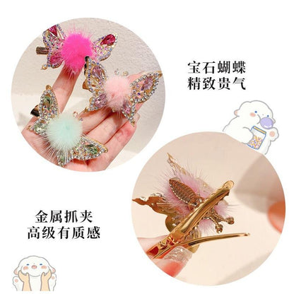 🦋✨ Fluffy Butterfly Hair Clips – Sparkly &amp; Adorable! ✨🦋