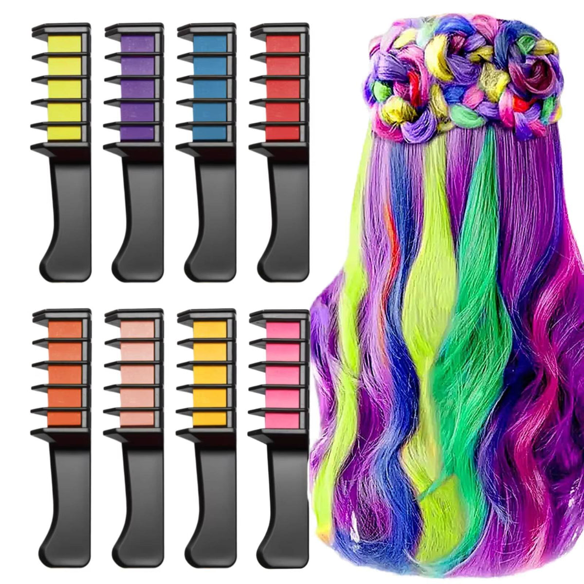 🌈 Temporary Hair Color Chalk Comb