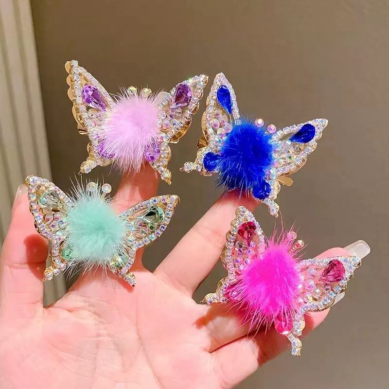 🦋✨ Fluffy Butterfly Hair Clips – Sparkly &amp; Adorable! ✨🦋