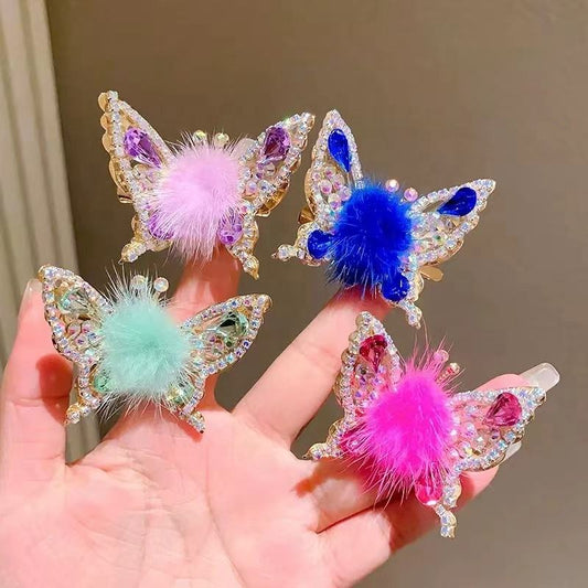 🦋✨ Fluffy Butterfly Hair Clips – Sparkly &amp; Adorable! ✨🦋