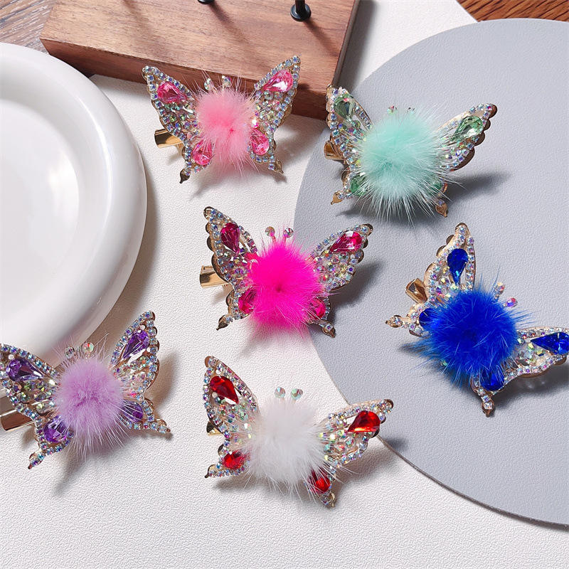 🦋✨ Fluffy Butterfly Hair Clips – Sparkly &amp; Adorable! ✨🦋