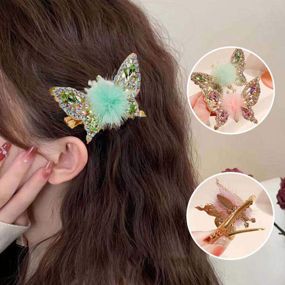 🦋✨ Fluffy Butterfly Hair Clips – Sparkly &amp; Adorable! ✨🦋