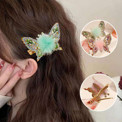 🦋✨ Fluffy Butterfly Hair Clips – Sparkly &amp; Adorable! ✨🦋