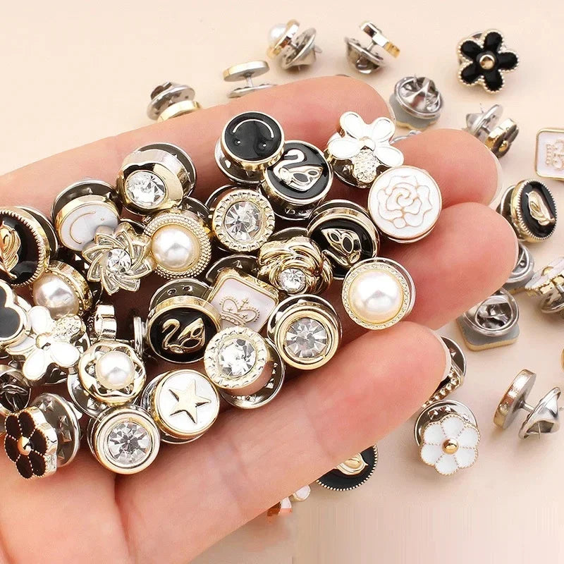 Button Brooch Safety Pins for Women's Clothing