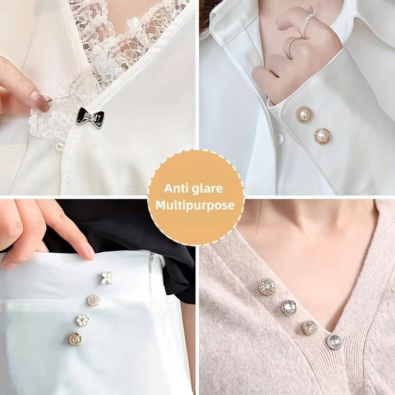 Button Brooch Safety Pins for Women's Clothing