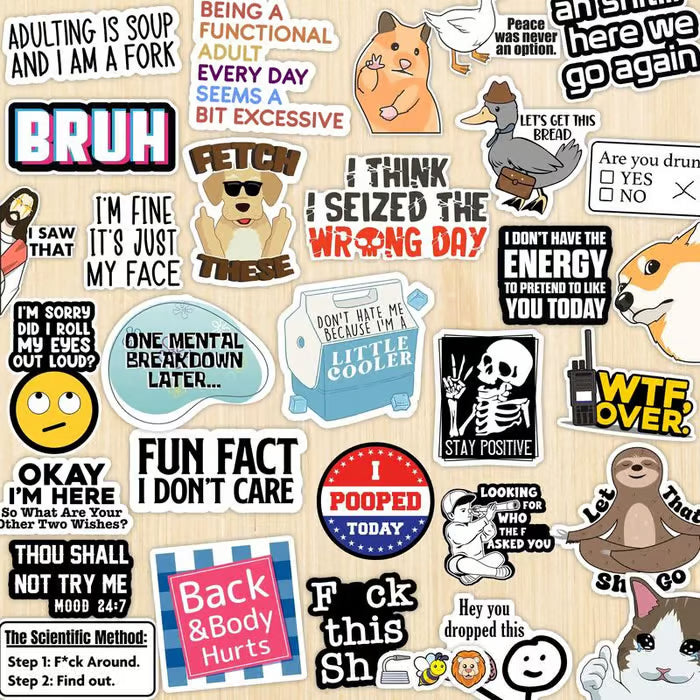 🔥 Set of Funny Saying Stickers