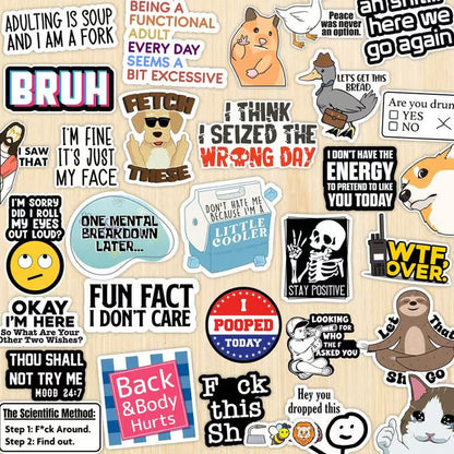 🔥 Set of Funny Saying Stickers