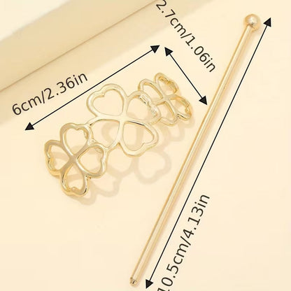 ✨ Korean Women Hair Clip – Gold Floral Design ✨