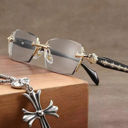 Rimless Gothic Cross UV Protection Glasses