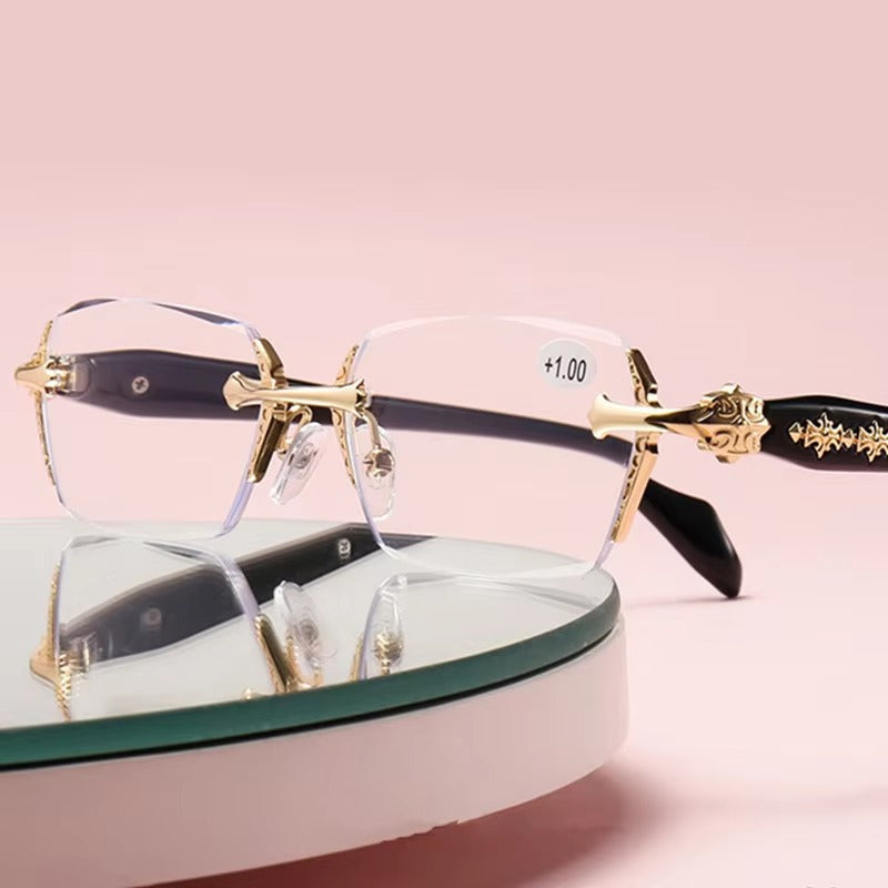 Rimless Gothic Cross UV Protection Glasses