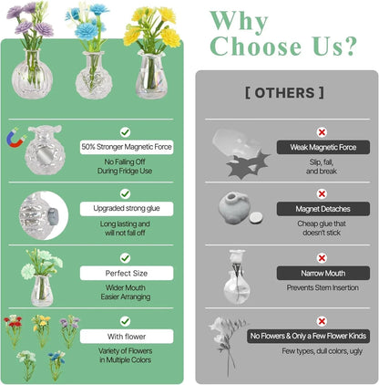 Mini Vase Magnets for Fridge Tiny Glass Vases with Flowers