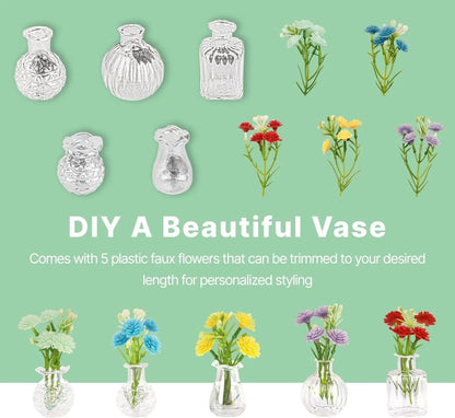 Mini Vase Magnets for Fridge Tiny Glass Vases with Flowers